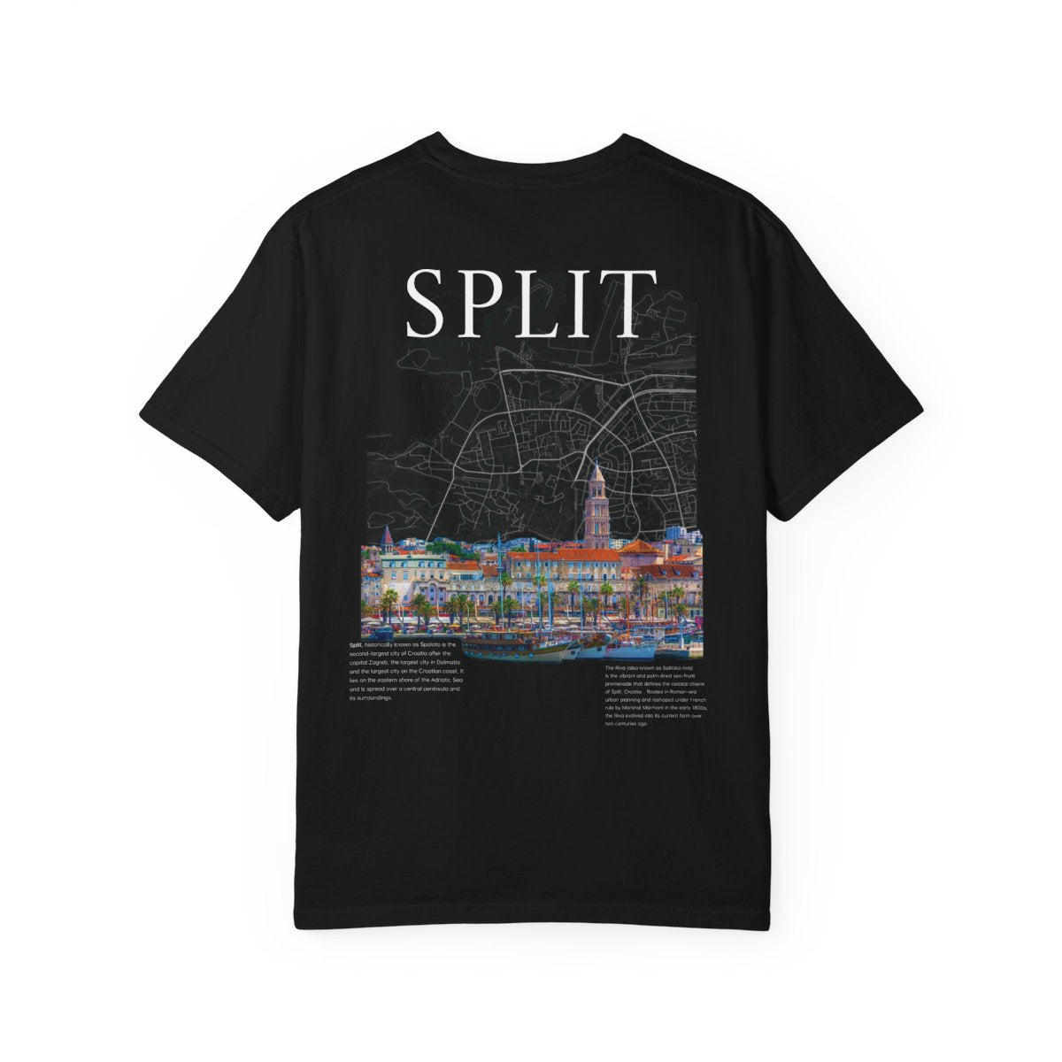 SPLIT tee, black, reverse survey print